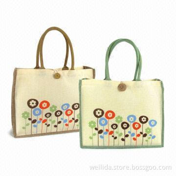 Fashionable Ramie Shopping Bags with Pretty Printing